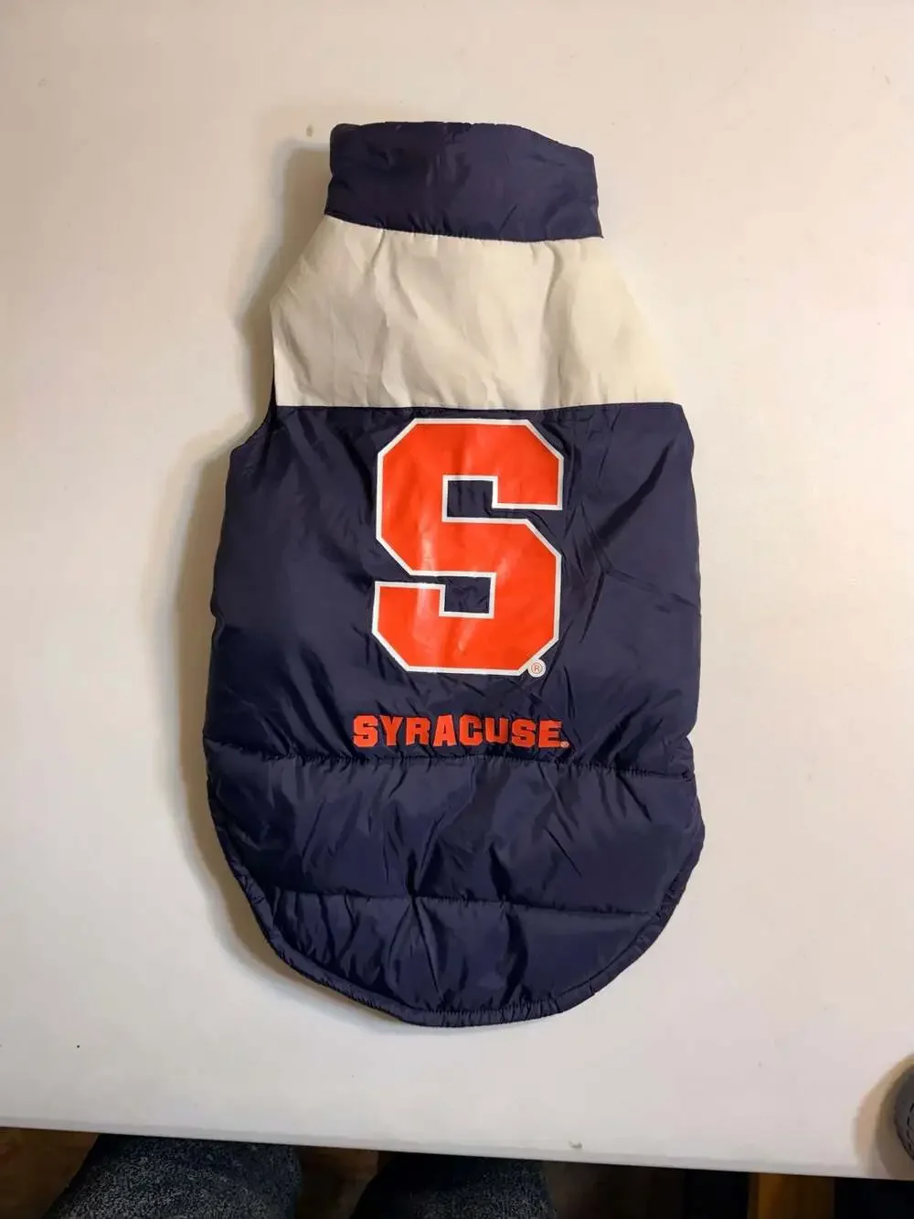 Little Earth Syracuse University Orange Pet Puffer Vest Navy Blue Large NEW